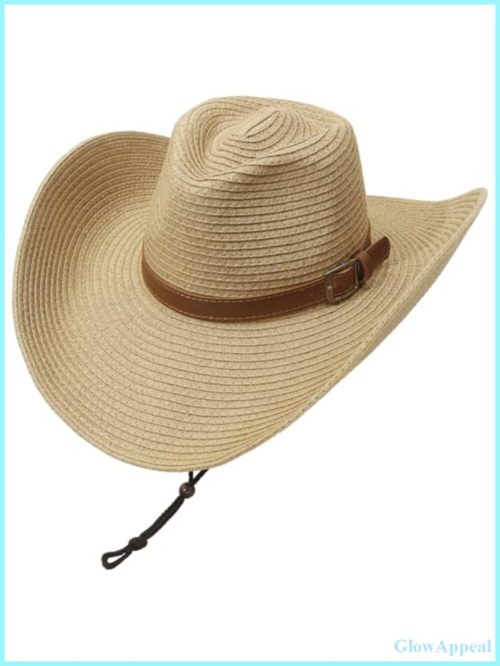 Packable Straw Cowboy Hat Oversized Brim with Chin Strap